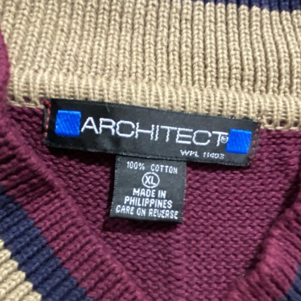 VTG Men's Burgundy Grampcore‎ Jumper V Neck Sweater Banner Tennis Rare! Y2K 90s